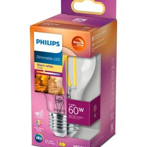 Bedst sælgende | E27 - Philips Warm Glow LED Pære 5.9W - 806lm - CRI 90+