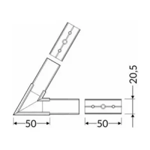 Eftertragtet - Vinkel til LED Profil LINEA20 - 60° - Sort