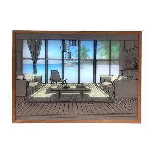 SOMMER OUTLET - LED lyskunst billede - Lys illusion - Moderne - Det blå hav - Batteri - 23x17cm - Netop kommet