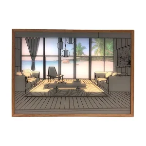 Ekstra rabat | SOMMER OUTLET - LED lyskunst billede - Lys illusion - Moderne - Det blå hav - Batteri - 32x23cm
