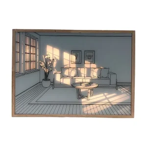 Kun denne uge - SOMMER OUTLET - LED lyskunst billede - Lys illusion - Moderne - Naturlige skygger - Batteri - 32x23cm