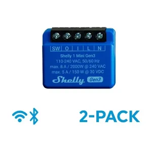 Shelly - Plus 1 Mini Gen3 (Dual pack) - Så længe lager haves