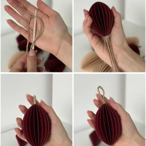 Bestseller - Simiu - Juleophæng - 9 cm - Oval - Silkehvid - 2 pak