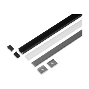 Aluminiumsprofil - Model U - 14.6mm LED strip - Sort | Rabat