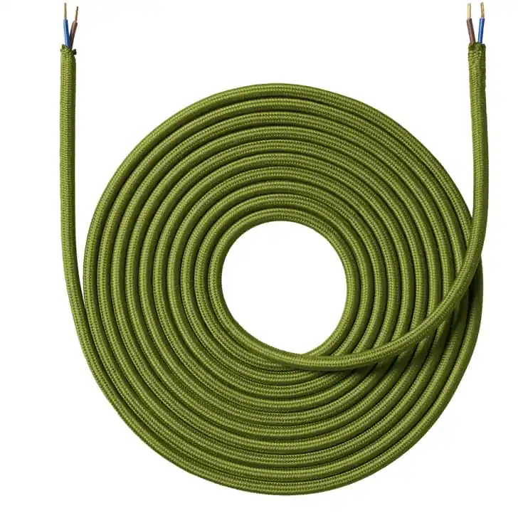 Topkvalitet - Nielsen Light stofledning, 2x0,75 mm², 4 meter, olivengrøn