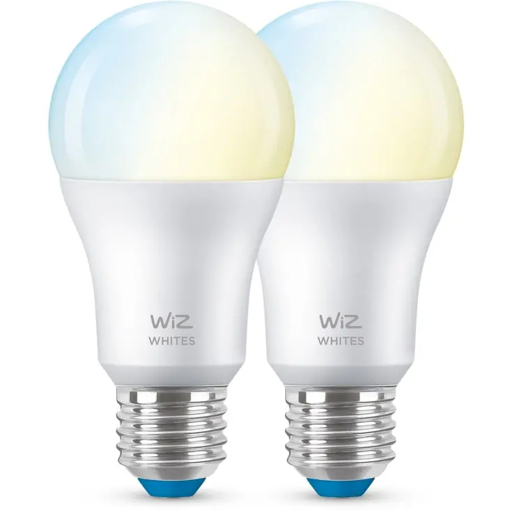 Wiz E27 standardpære, 2700K-6500K, 8W, 2-pak - Bedst sælgende