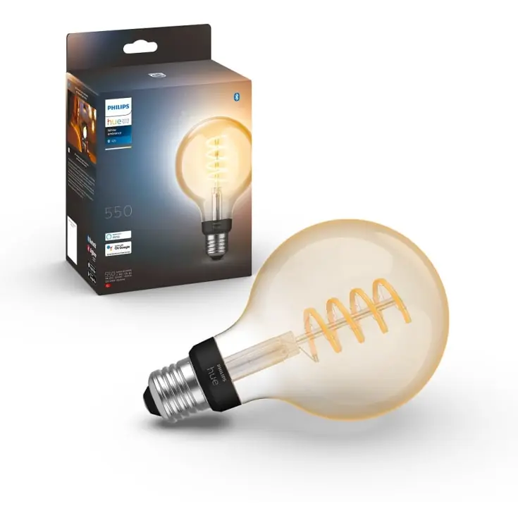 Høj kvalitet - Philips Hue White Ambiance E27 globepære, 2200K-6500K, 7W, Ø9,3 cm