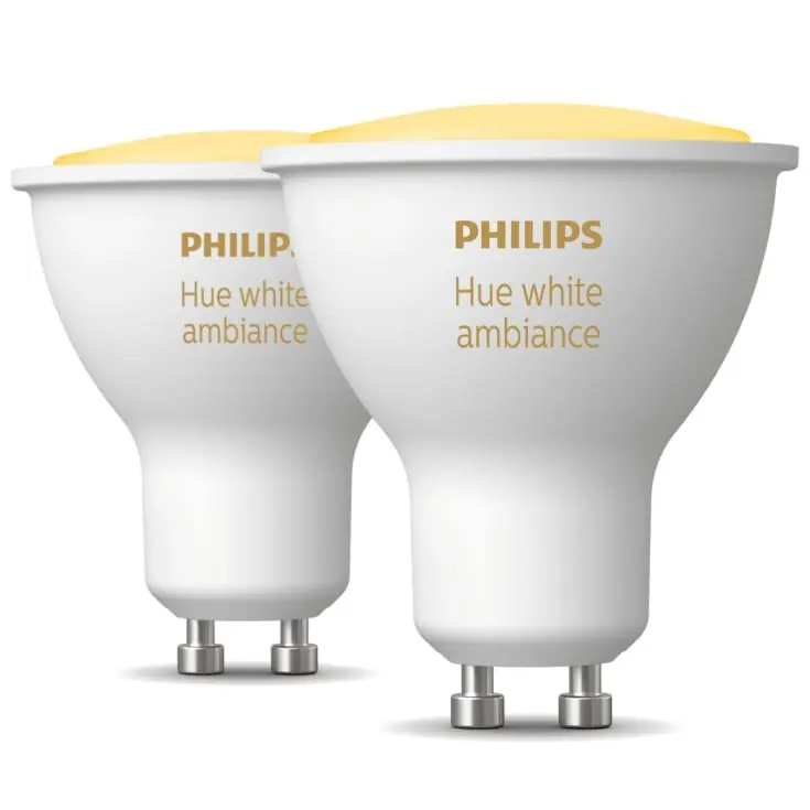 Ny vare - Philips Hue White Ambiance GU10 spotpære, 2000K-6500K, 4,2W, 2-pak