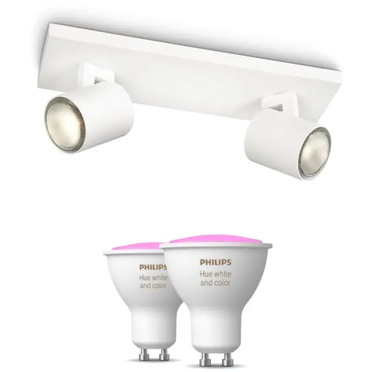 Nedsat pris - Philips Runner spotlampe, 2 spots, Hue White Color Ambiance pærer