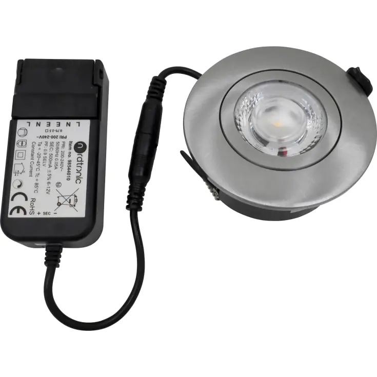 Spar ekstra | Nordtronic Low Profile Flexible udendørs indbygningsspot, driver, Ø7,5 cm, børstet alu, 2700K