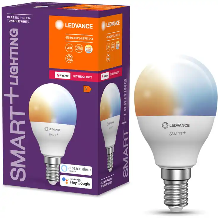 4 stk Ledvance Smart+ Zigbee E14 kronepære, 2700K-6500K, 4,9W | Nu tilgængelig