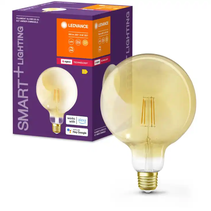 4 stk Ledvance Smart+ Zigbee E27 globepære, 2400K, 6W - Nyhed