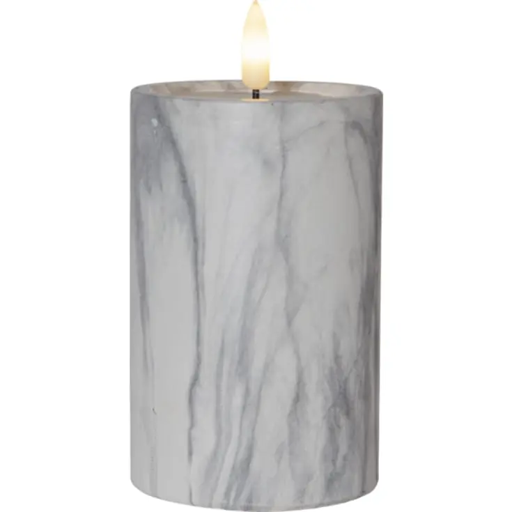 12 stk Star Trading Flamme Marble LED bloklys, batteri - Tilbud