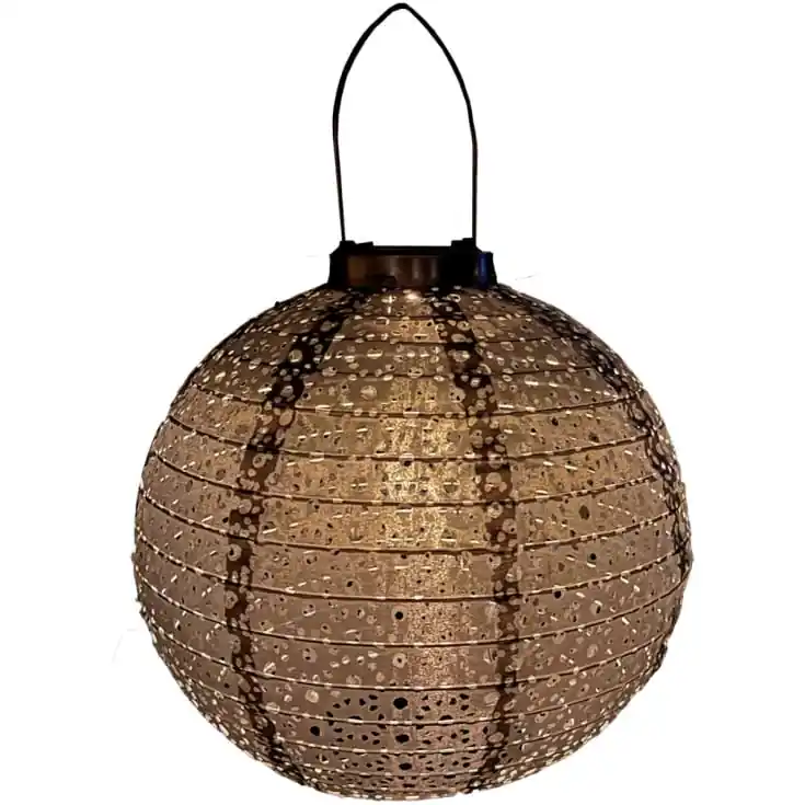 Veli Line solcelle papir lanterne, brun - Favorit blandt kunder