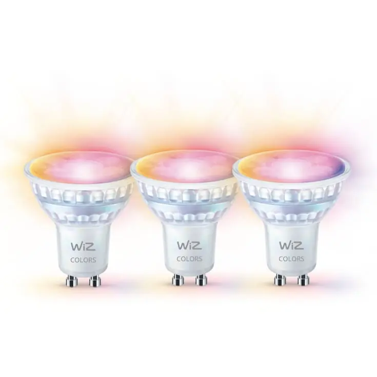Wiz Wifi GU10 spotpære, farveskift, 2200K-6500K, 4,7W, 3-pak | Prisnedsættelse