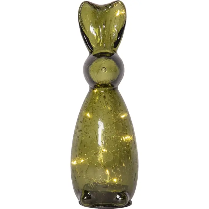 Klar til levering | Star Trading Harry glas hare med lys, 25 cm, grøn