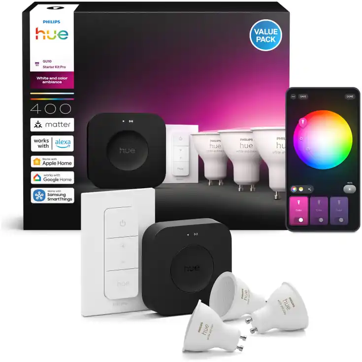 Bestil online | Philips Hue White Color Ambiance GU10 spotpærer, startsæt, 3-pak