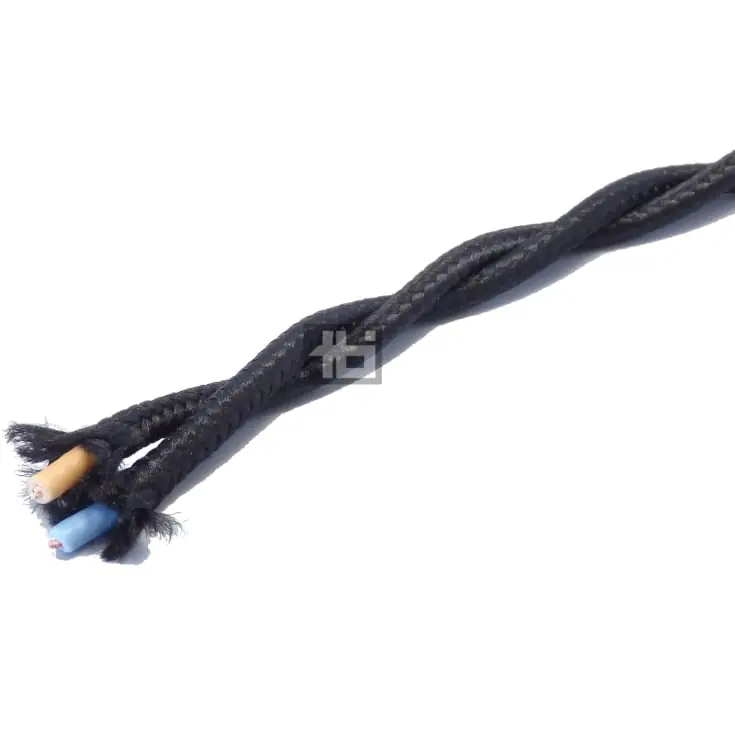 Kan bestilles - TBI stofledning, 2x0,75 mm²,snoet sort, metervare