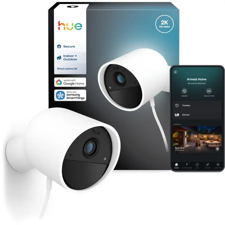 Eftertragtet - Philips Hue Secure kablet overvågningskamera, 2K, hvid