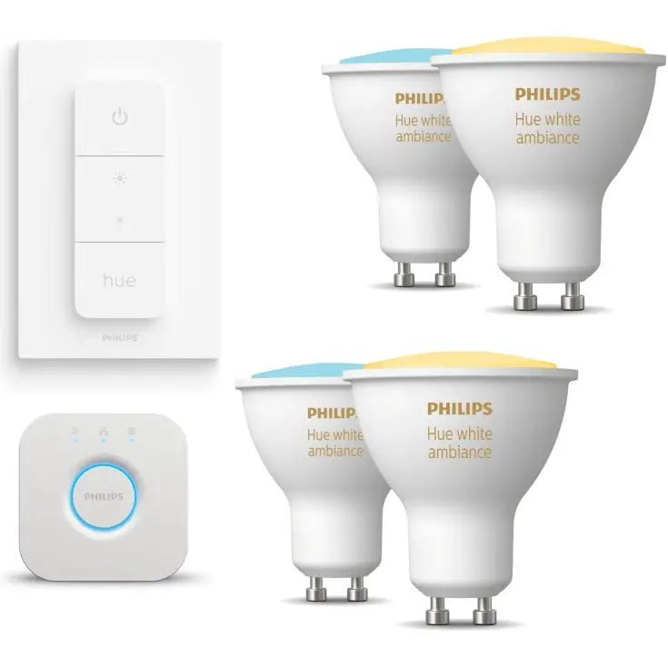 Begrænset antal | Philips Hue White Ambiance GU10 spotpære, startsæt