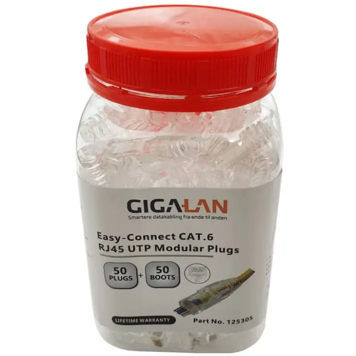 Ny på lager | GIGA-LAN RJ45 Easy-Connect netværksstik, 50-pak