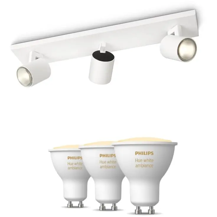 Kampagnetilbud | Philips Runner spotlampe, 3 spots, Hue White Ambiance pærer