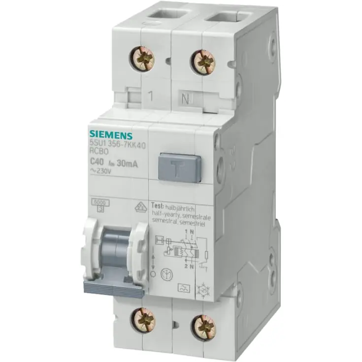 Siemens S5U HPFI kombiafbryder C 1P+N, 20A - Høj kvalitet