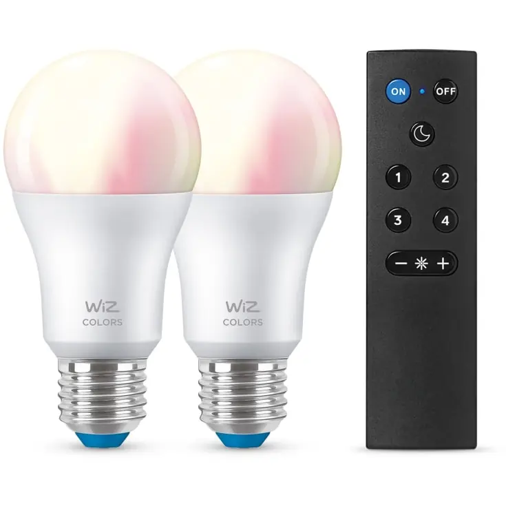 Tilbudspris | Wiz E27 standardpære med fjernbetjening, 2200K-6500K, 8W, 2-pak
