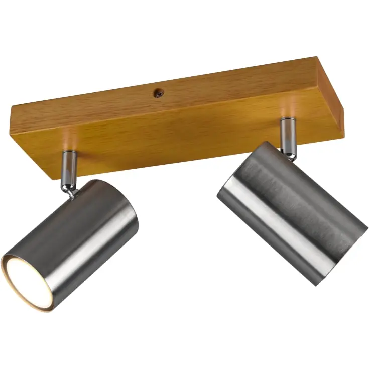Bestil direkte | Trio Lighting Marley spotlampe, 2 spots, træ/stål