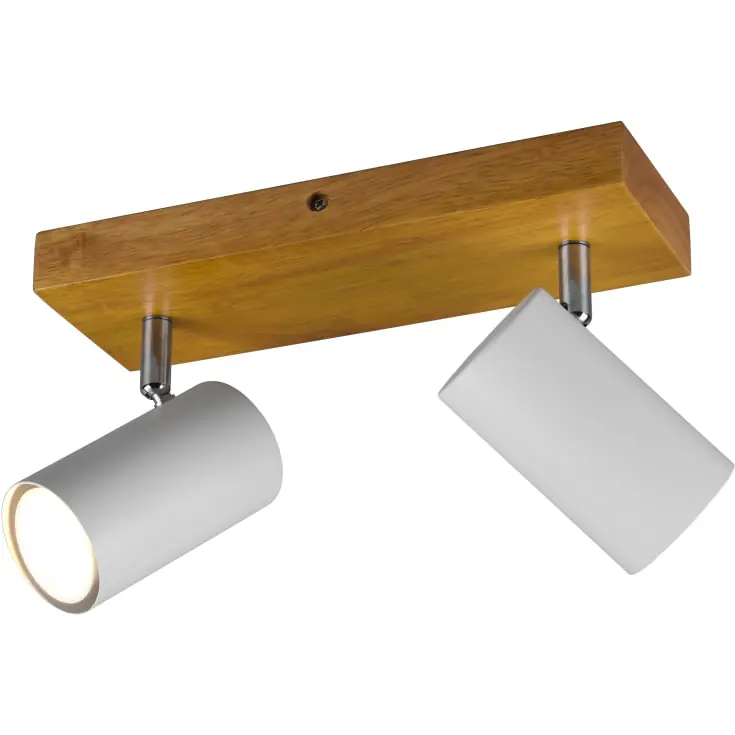 Udsalg | Trio Lighting Marley spotlampe, 2 spots, træ/hvid