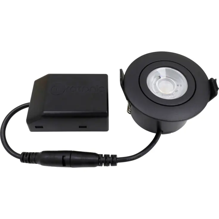 Begrænset lager | Nordtronic Low Profile Flexible indbygningsspot, Ø5,5 cm, sort, 3000K