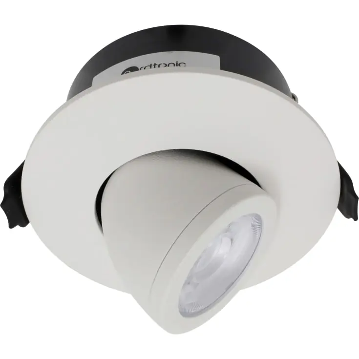 Begrænset lager - Nordtronic Low Profile Flexible indbygningsspot, kip, Ø7,5 cm, hvid, Ø2700K