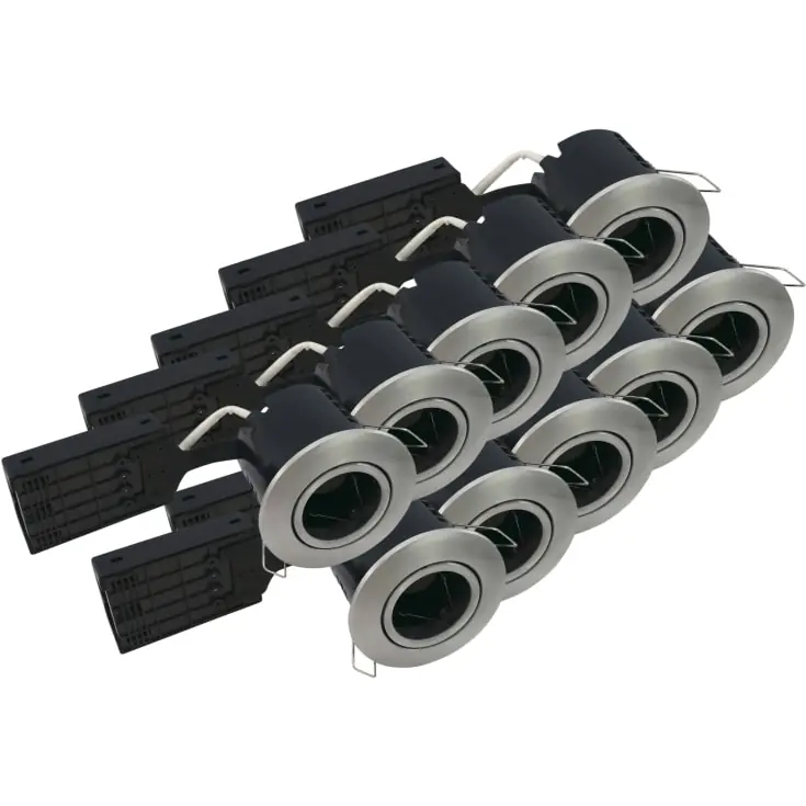 Sidste mulighed | Scan Products Luna Quick Install indbygningsspot, børstet aluminium, 10-pak