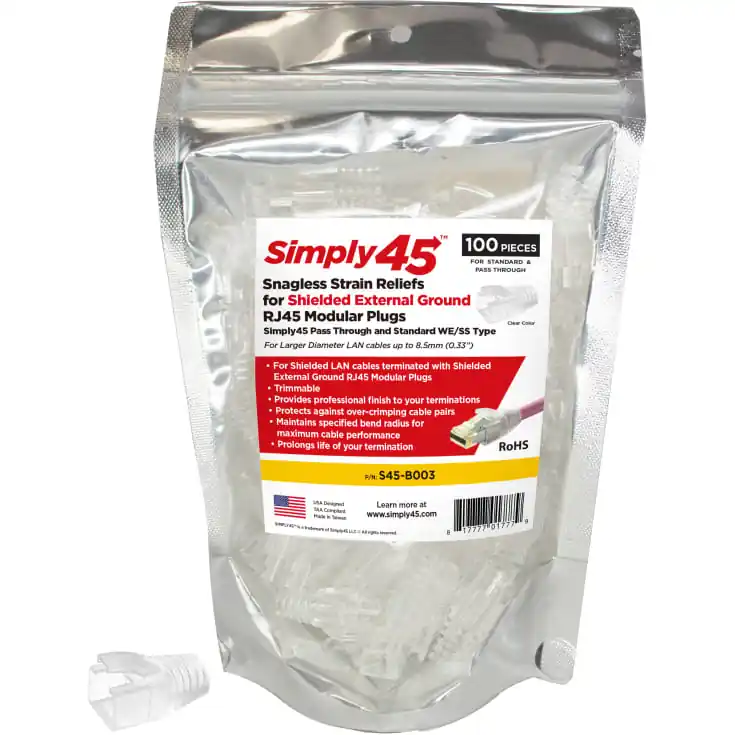 Toppris - Simply45 aflaster til RJ45 CAT6 skærmet, RJ45 CAT7 uskærmet, 100 stk.