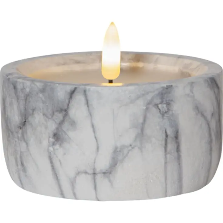 Hurtig forsendelse - 12 stk Star Trading Flamme Marble LED bloklys, batteri