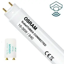 Topkvalitet | Osram LED Lysrør T8 SubstiTUBE Connected (EM/Mains) Ultra Output 16W 2400lm - 840 kold hvid 120cm - erstatter 36W