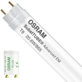 Osram LED Lysrør T8 SubstiTUBE Advanced (EM/Mains) Standard Output 20.6W 3100lm - 865 dagslys 150cm - erstatter 58W - Topprodukt