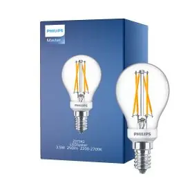 Toppris | Philips Classic LED Lustre E14 Kugle filament klar 3.5W 250lm - 822-827 Dim to Warm dæmpbar - erstatter 25W