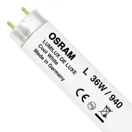 Udsalg | Osram Lumilux De Luxe T8 36W - 940 kold hvid 120cm