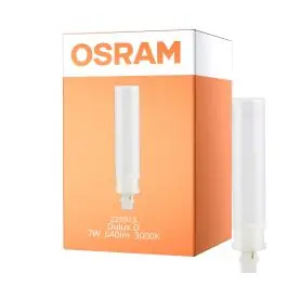 Tilgængelig nu | Osram Dulux-D LED (EM/Mains) 7W 640lm - 830 Varm Hvid G24d-2 2-Pinde - Erstatter 18W