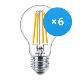 Topkvalitet | Fordelspakke 6x Philips Corepro LED Pære E27 Pære klar 10.5W 1521lm - 840 kold hvid erstatter 100W