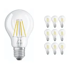 Bedst sælgende | Fordelspakke 10x Ledvance Classic LED E27 Pære filament klar 4W 470lm - 840 kold hvid erstatter 40W