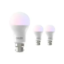 Eftertragtet - Fordelspakke 3x Calex Smart Tuya Wifi B22 Pære 8.5W 806lm - 822-840 Justerbar Hvid RGBW - dæmpbar - erstatter 60W