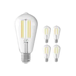 Begrænset antal | Fordelspakke 5x Calex Smart Tuya Wifi E27 Edison filament 7W 806lm - 818-830 Justerbar Hvid dæmpbar - erstatter 60W