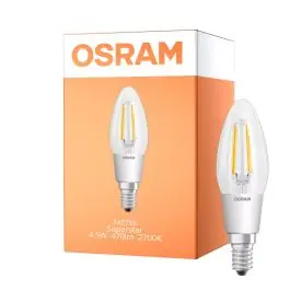 Bedst sælgende | Osram Superstar Classic LED E14 Kerte Filament Klar 4W 470lm - 822-827 Dim To Warm Dæmpbar - Erstatter 40W