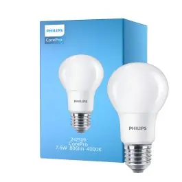 Bedste pris - Philips Corepro LED Pære E27 Pære matt 7.5W 806lm - 940 kold hvid bedste farvegengivelse - erstatter 60W