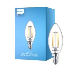 Bedst sælgende - Philips Corepro LED Kerte E14 filament klar 4.3W 470lm - 840 kold hvid erstatter 40W