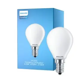 Tryg betaling - Philips Corepro LED Lustre E14 Kugle matt 4.3W 470lm - 827 ekstra varm hvid erstatter 40W
