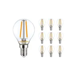 Toppris | Fordelspakke 10x Noxion Lucent Lustre LED E14 Kugle filament klar 2.5W 250lm – dæmpbar - erstatter 25W
