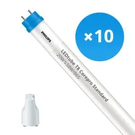 Bestil nemt - Fordelspakke 10x Philips LED Lysrør T8 CorePro (EM/Mains) Standard Output 20W 2200lm - 865 dagslys 150cm - erstatter 58W